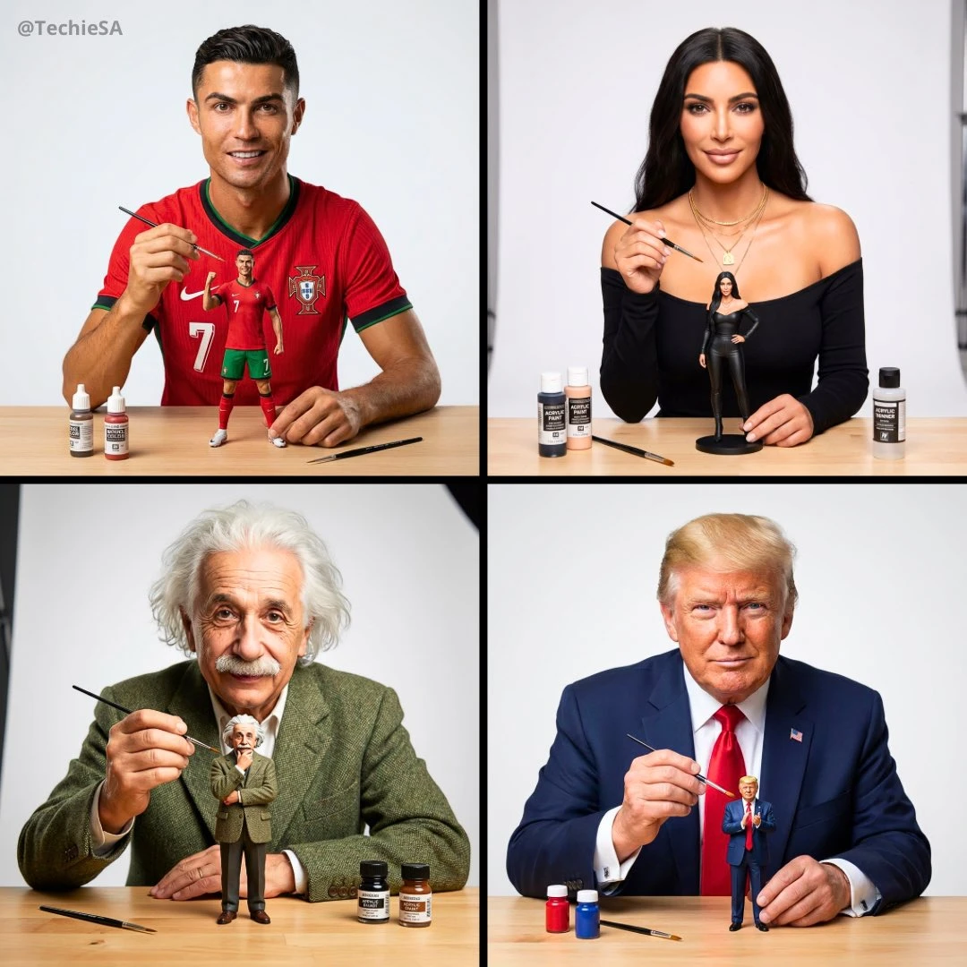 Artist painting a miniature figurine of themselves