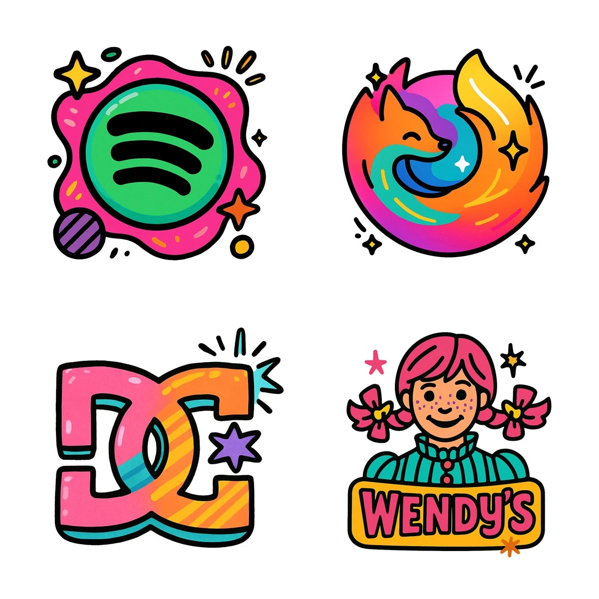 Colorful Cartoon Playful Icons and Badges