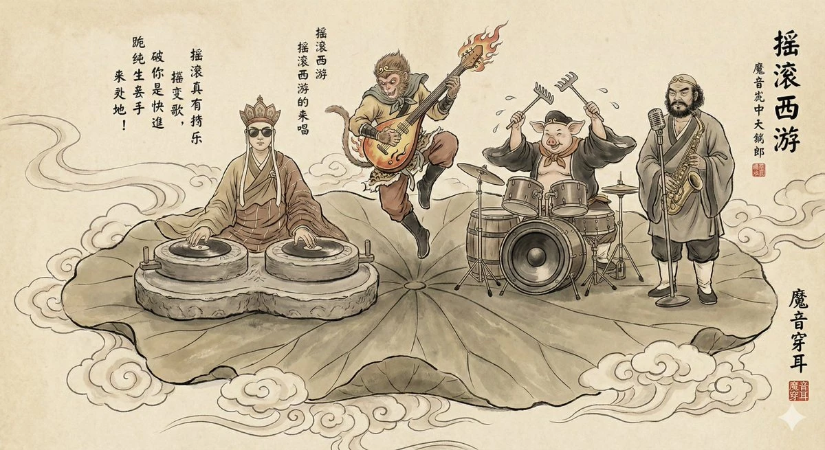 Journey to the West master and disciples formed a rock band